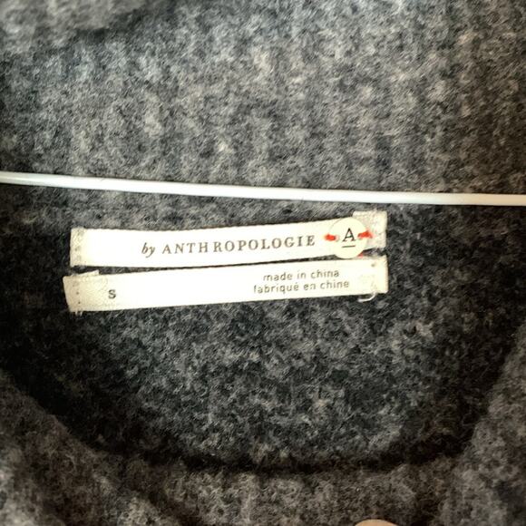 Anthropologie women's small tunic sweater cowl neck gray cheetah wool yak long s - Picture 3 of 10